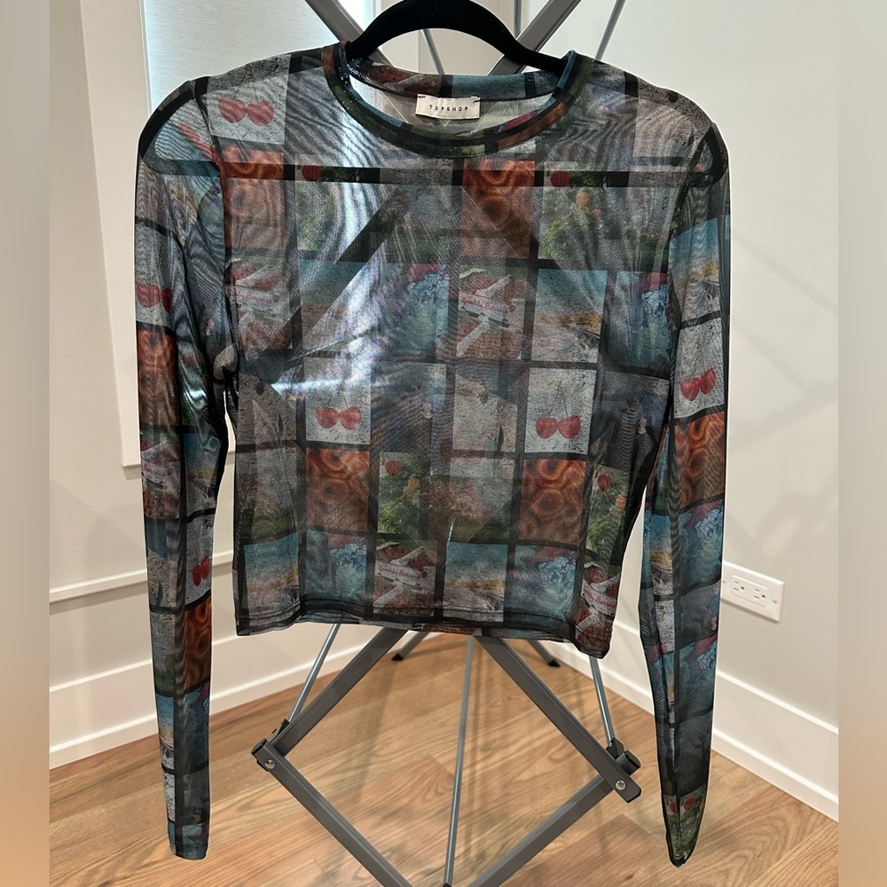 Nordstrom Sheer Mesh Long Sleeve Top